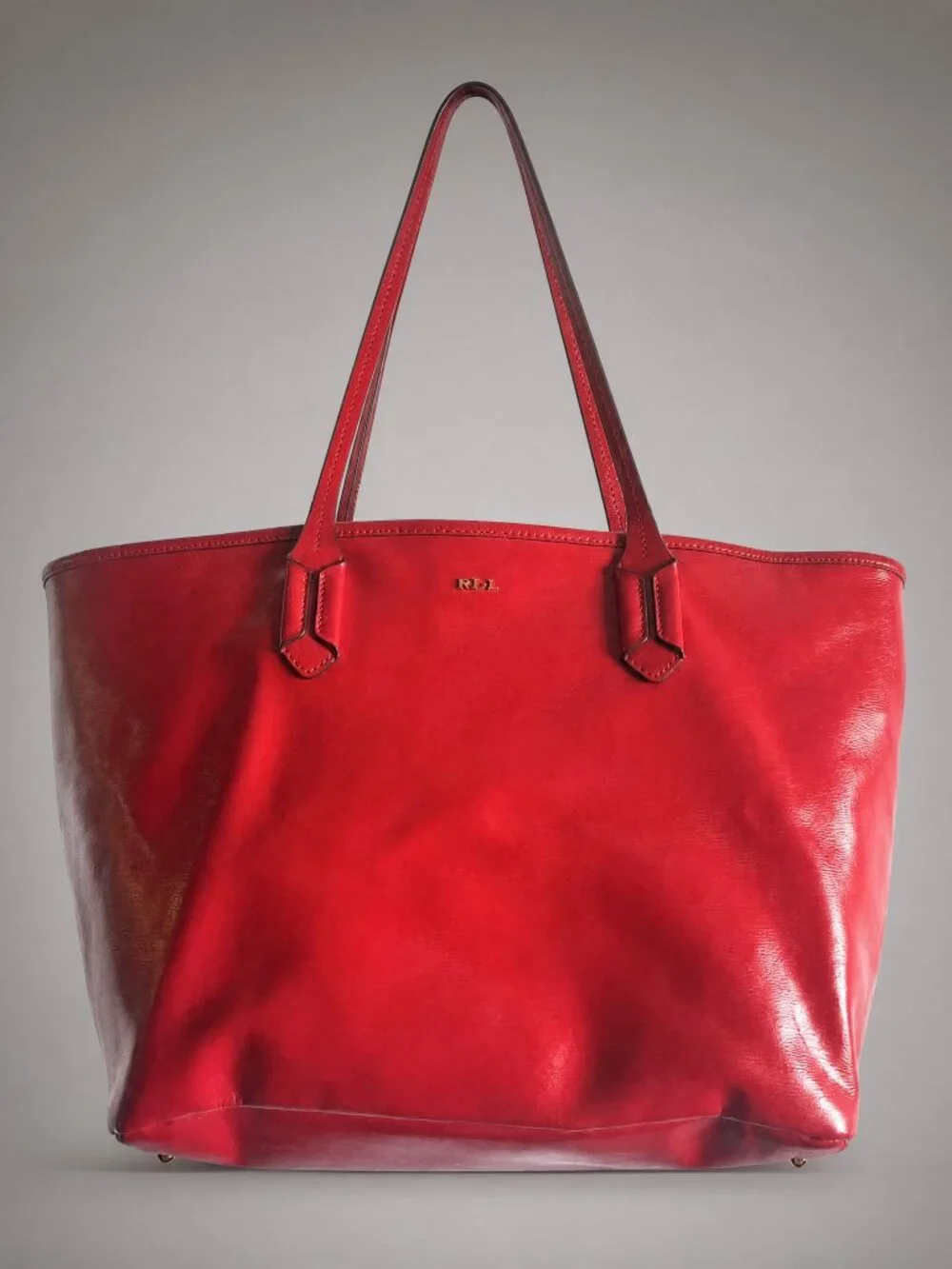 Red Leather Tote by Lauren Ralph Lauren